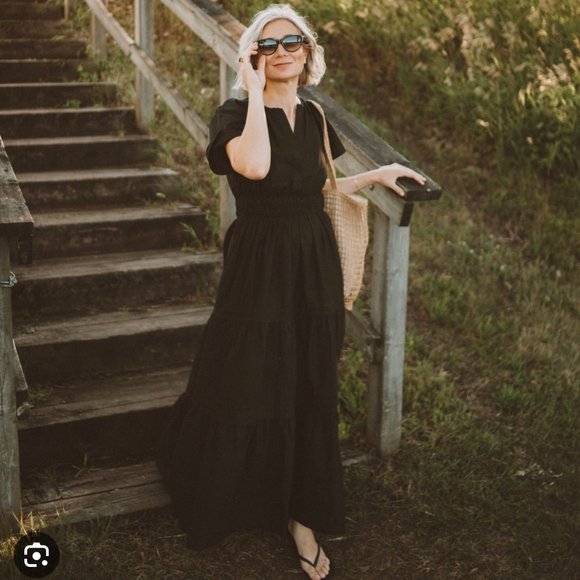 Anthropologie NWT Cotton Somerset maxi dress in black Size - Picture 3 of 12